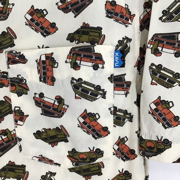 KAVU Dream Van Urban Outfitters Button-UP Short Sleeve Shirt Size Medium - Picture 5 of 8